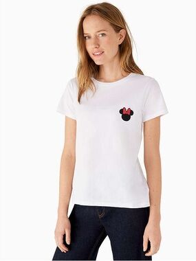 Kate Spade x Disney Minnie Patch Tee in White Size Medium